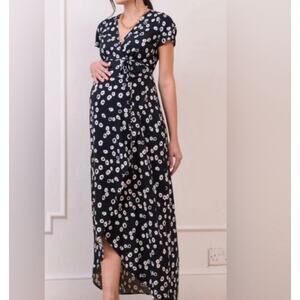 Seraphine Black Maxi Dress with White Floral Print
